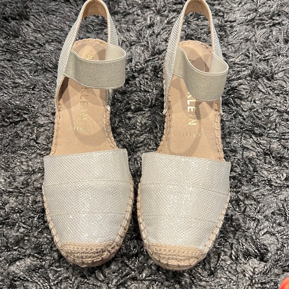 Anne Klein fox espadrille wedges.
